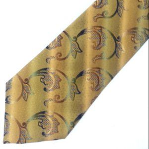 Zianetti Men's Neck tie Silk gold floral paisley 60" x 4"